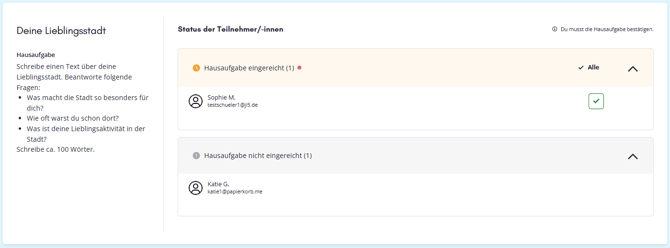 Plattform LP - Überblick Hausaufgaben